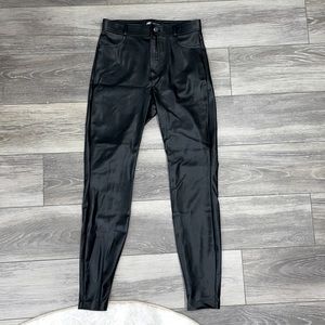Zara Black Faux Leather Leggings with Side Ankle Zipper High Rise